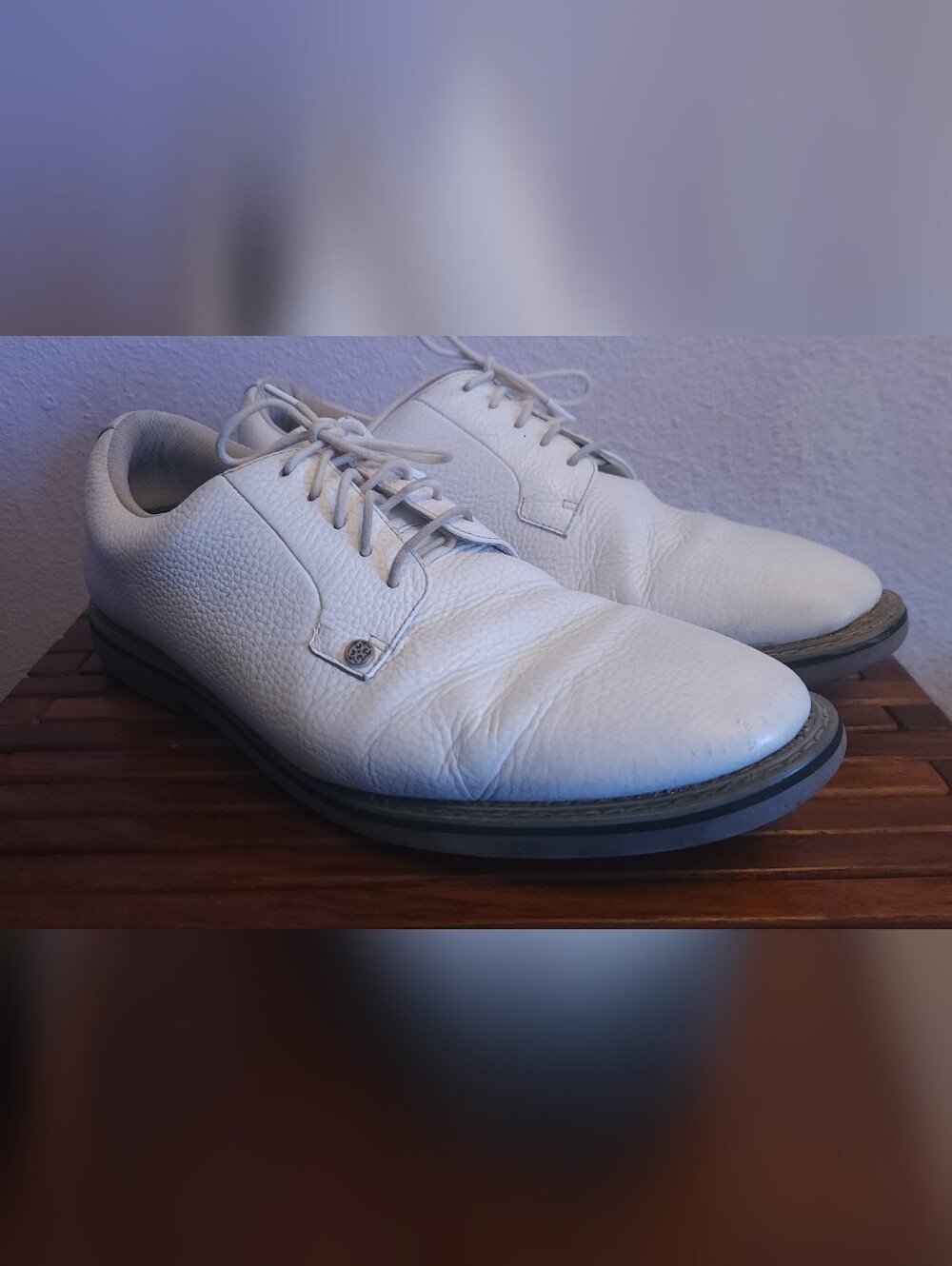 G/FORE White Pebbled Leather Golf Lace-Up Sneakers Size 13
